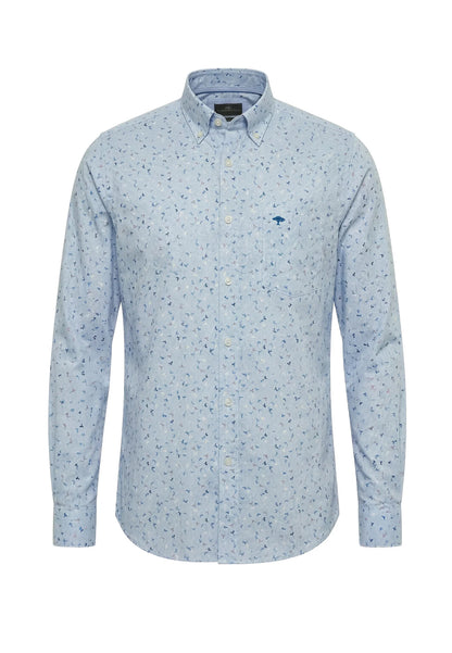 Light blue patterned shirt on a white background