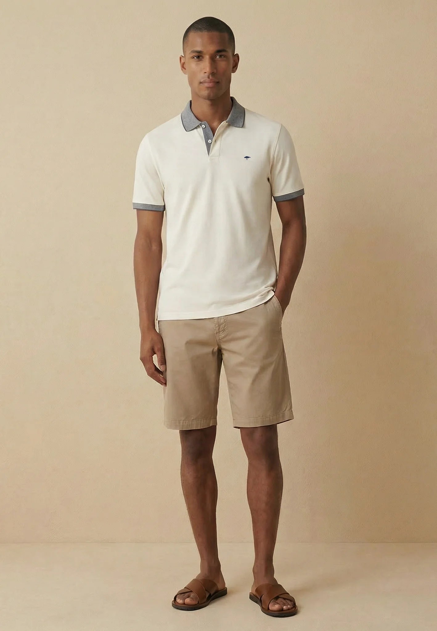Fynch Hatton Cotton Modern Fit Polo - New Off White