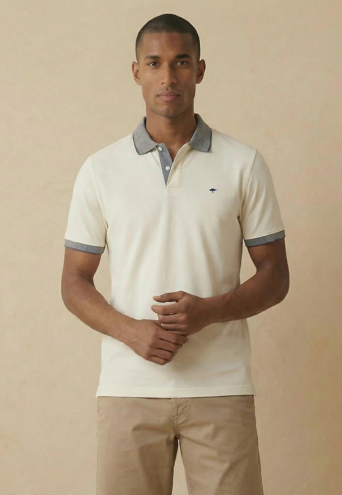 Fynch Hatton Cotton Modern Fit Polo - New Off White