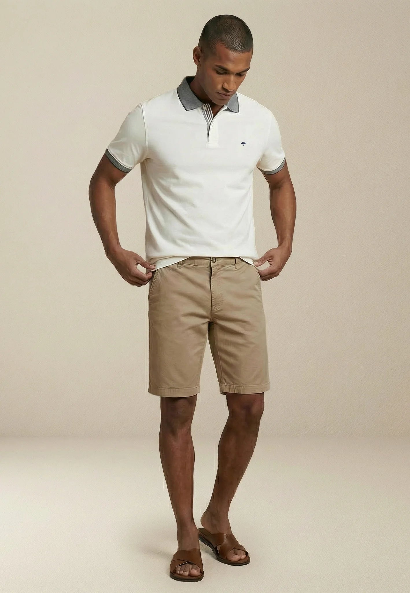Fynch Hatton Cotton Modern Fit Polo - New Off White