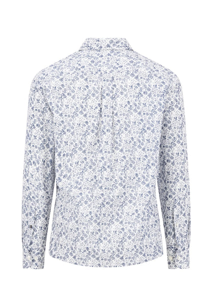 Fynch Hatton Long Sleeve Cotton Pattern Shirt - Horizon