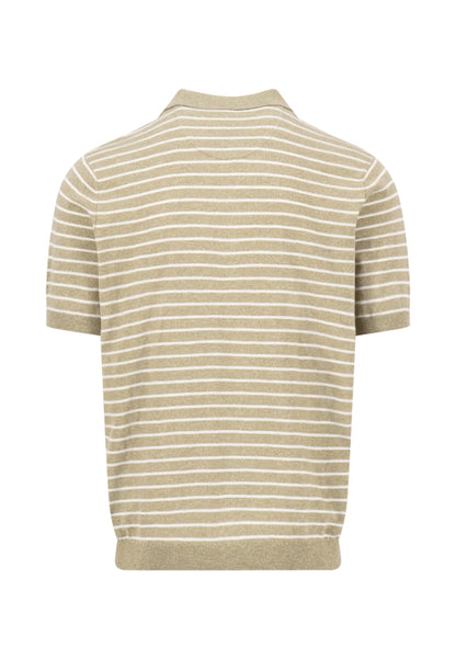 Beige and white striped shirt on a white background