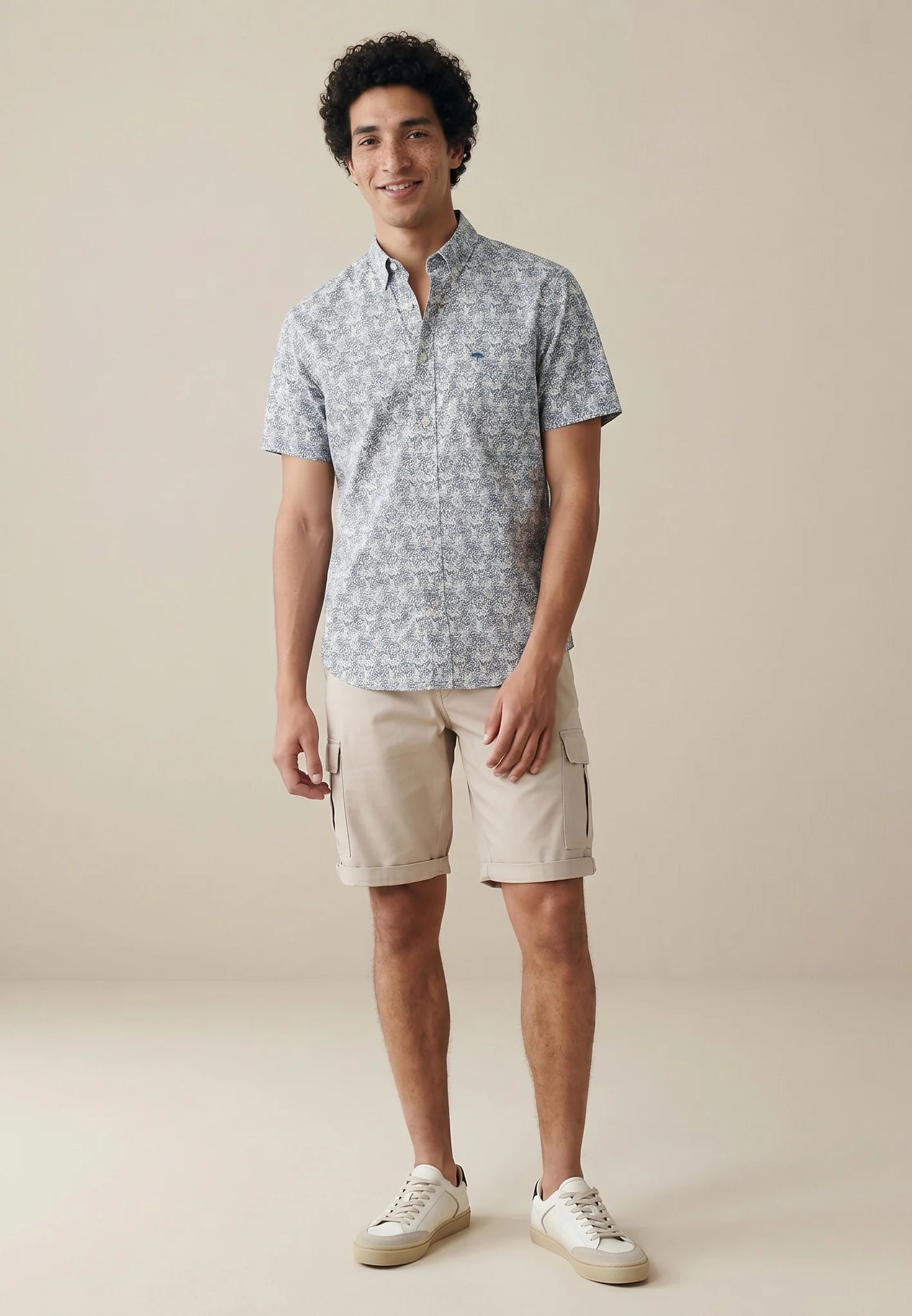 Fynch Hatton Short Sleeve Summer Print Shirt- Pale Yellow