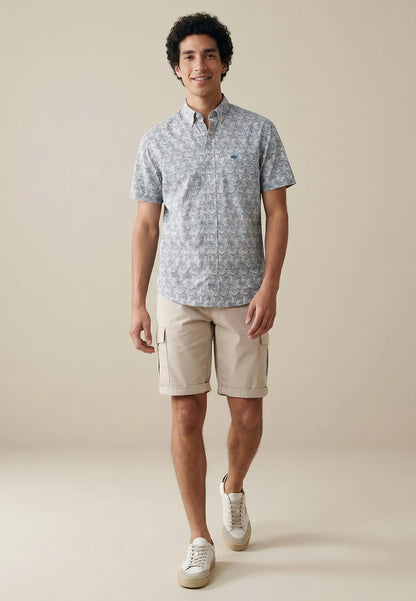 Fynch Hatton Short Sleeve Summer Print Shirt- Pale Yellow