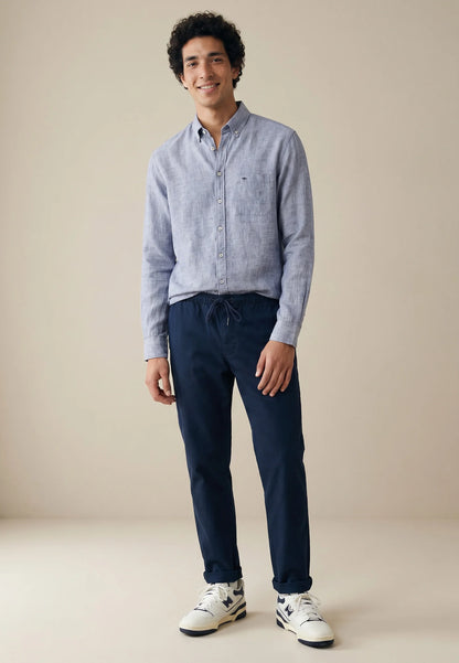 Fynch Hatton Linen Stripe Shirt - Navy