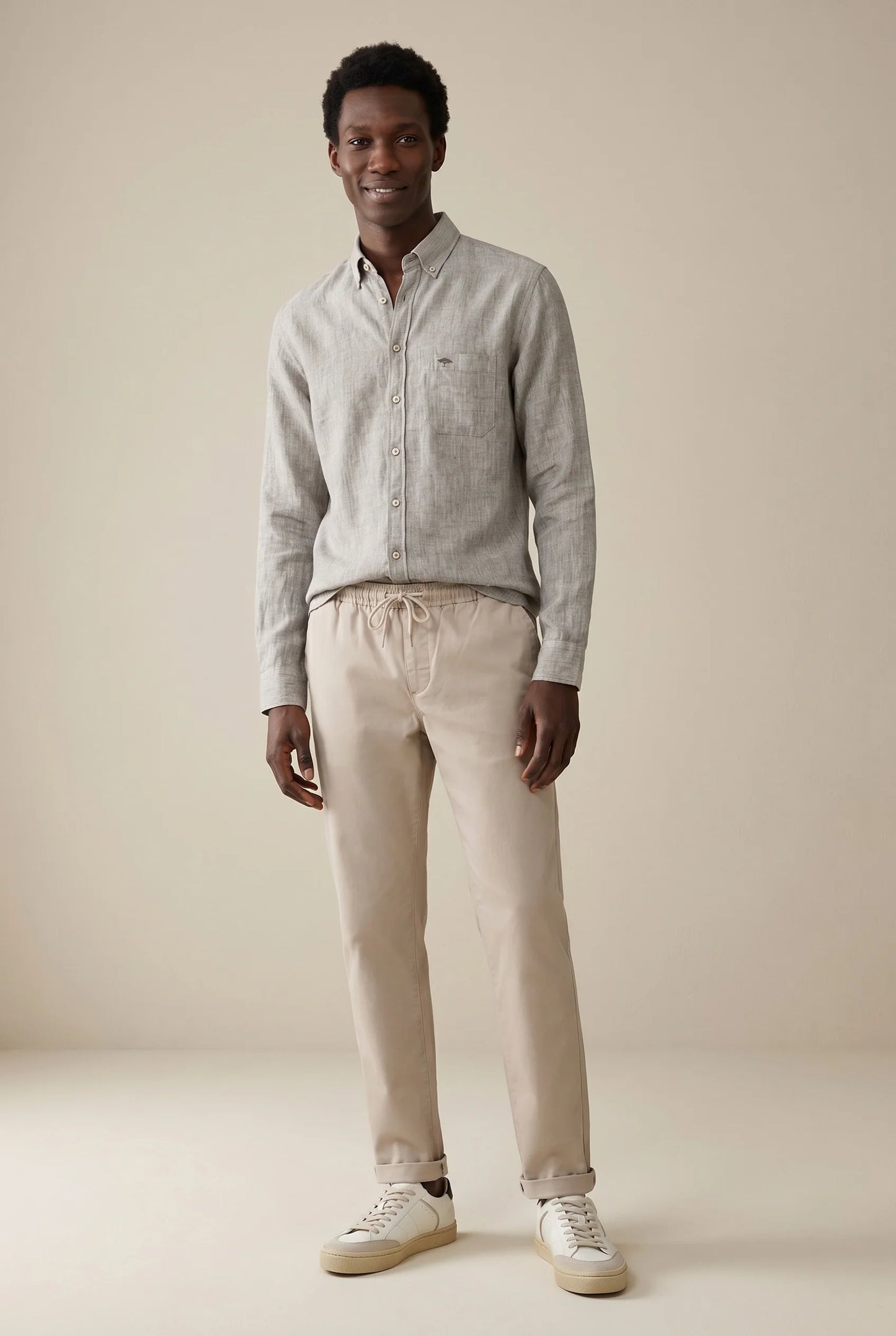 Fynch Hatton Linen Stripe Shirt  - Khaki
