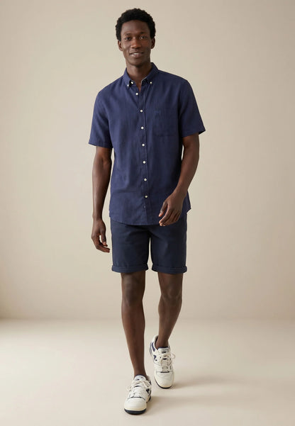 Fynch Hatton Short Sleeve Cotton Shirt - Navy