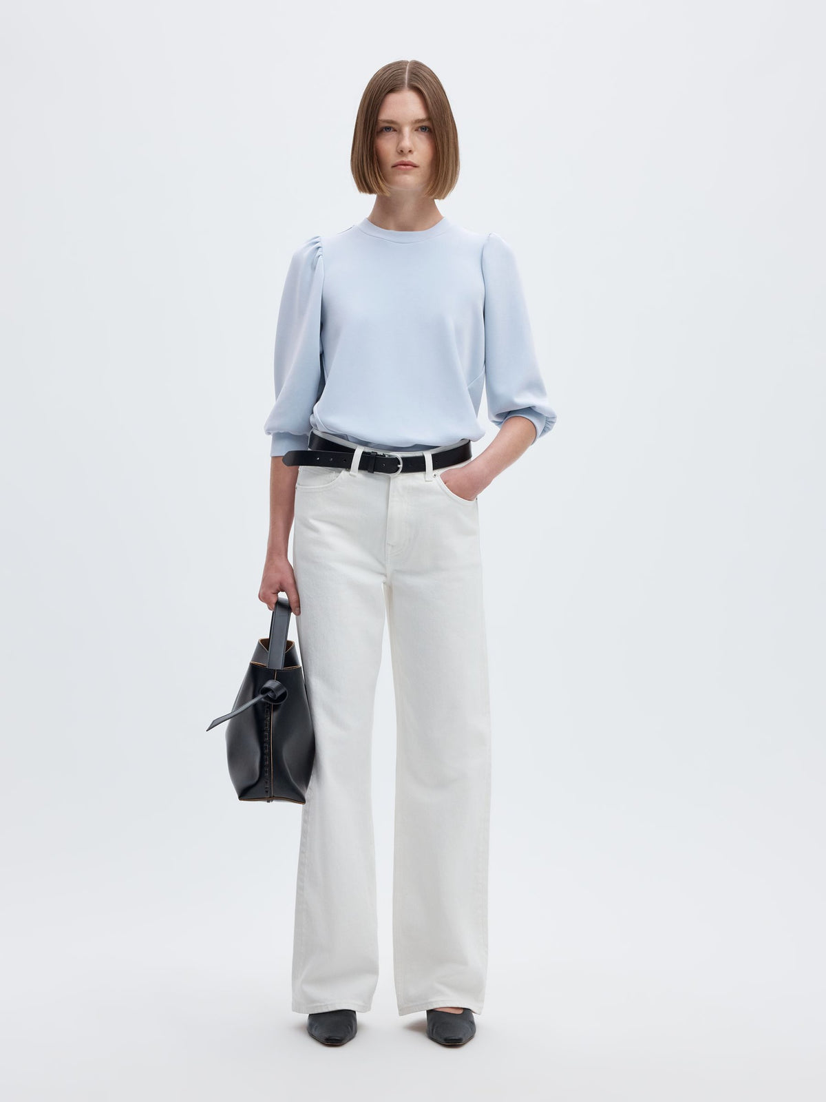 Selected Tenny Puff Sleeve Sweater - Cashmere Blue