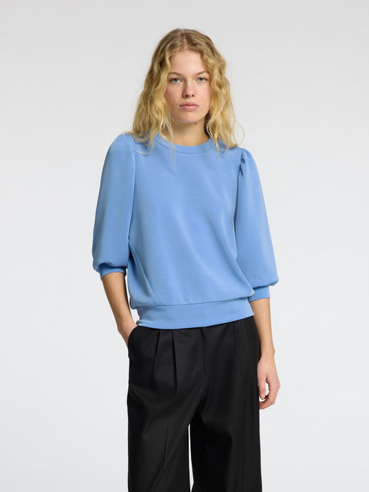 Selected Femme Puff Sleeve Sweatshirt - Cornflower Blue