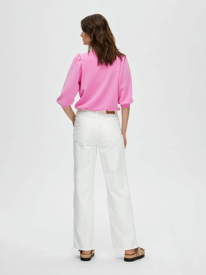 Selected Femme Alice Long Wide Jeans - White