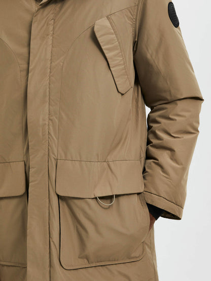 Selected Homme Padded Parka Coat - Brindle