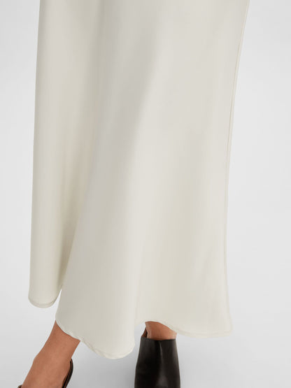 Selected Femme Frachelle Satin Midi Skirt - Cream