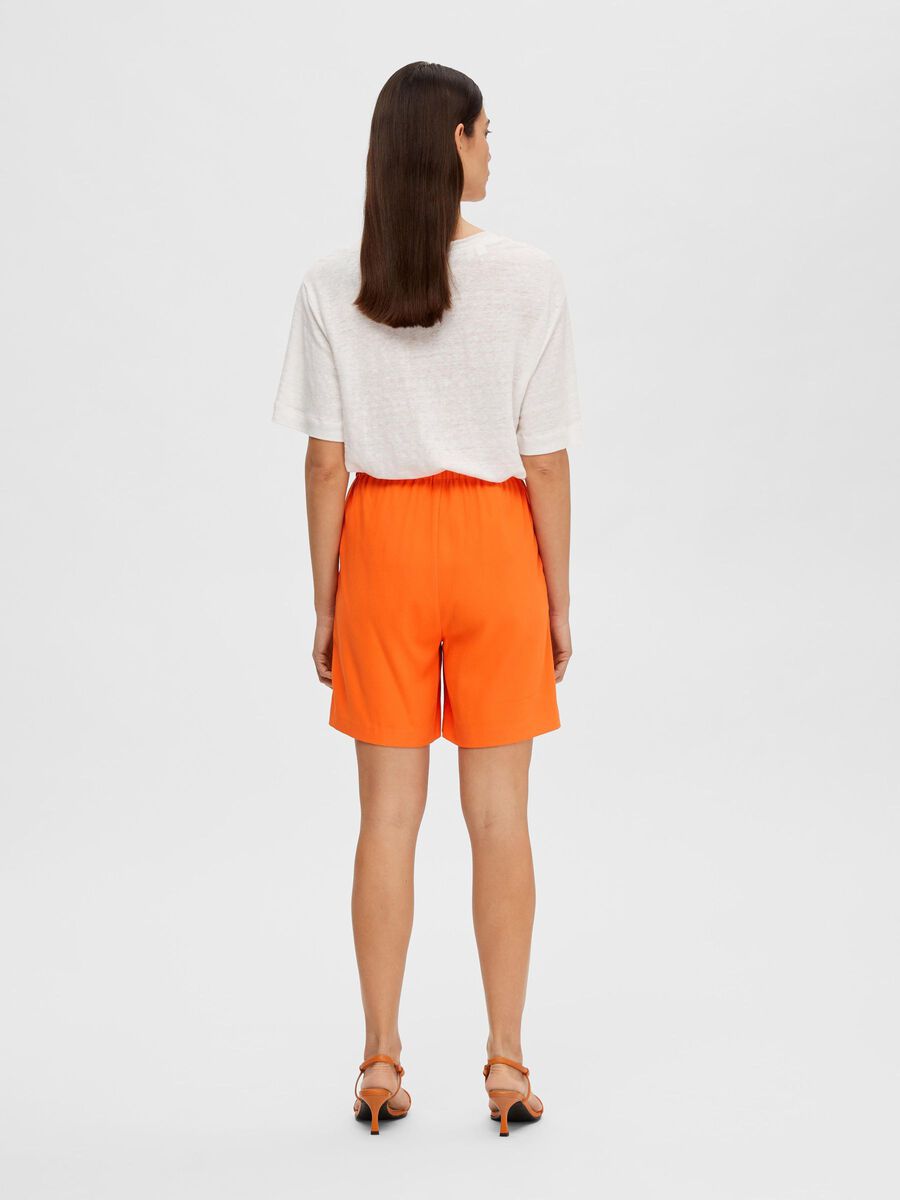 Selected Femme High Waisted Relaxed Shorts - Orange