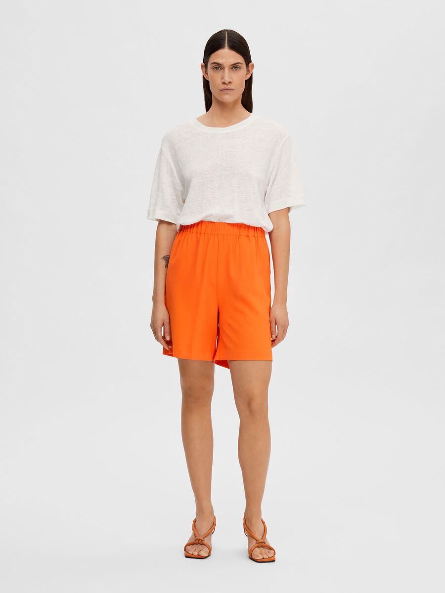 Selected Femme High Waisted Relaxed Shorts - Orange