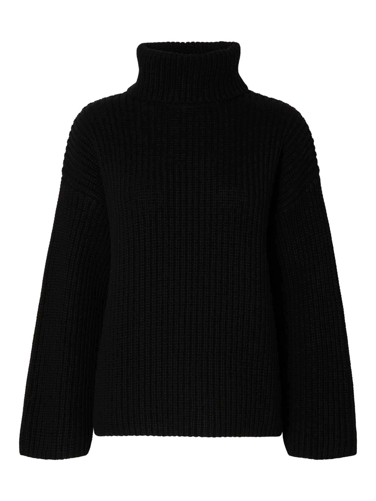 Selected Femme Oversized Knit Roll Neck Jumper - Black