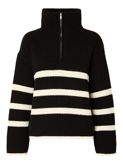 Selected Femme Striped Half Zip Pullover