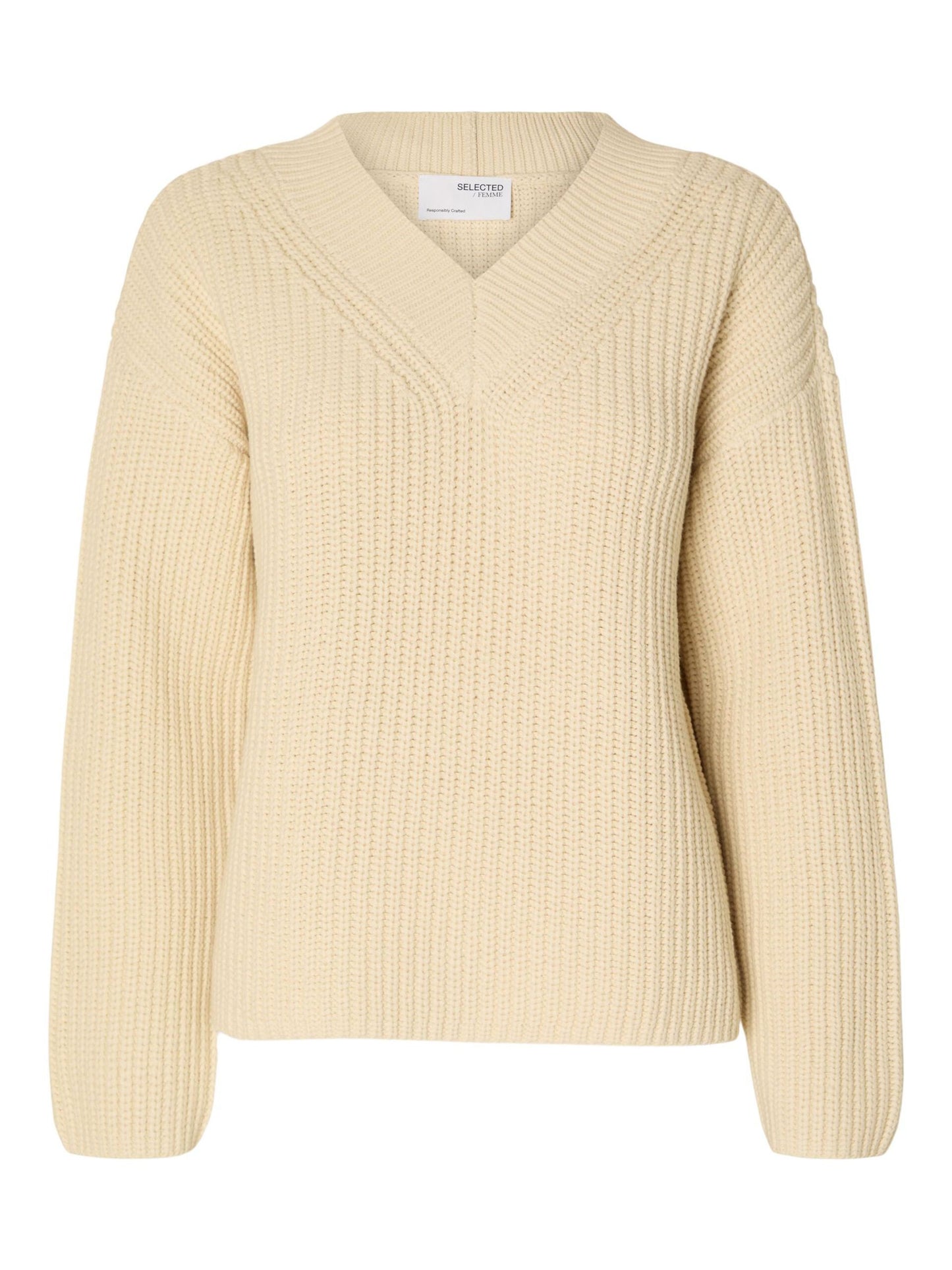 Selected Femme Selma V-Neck Knit - Birch