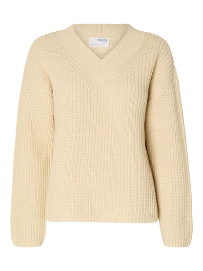 Selected Femme Selma V-Neck Knit - Birch