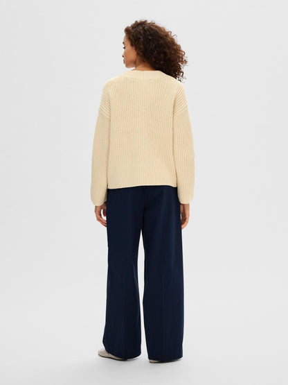 Selected Femme Selma V-Neck Knit - Birch