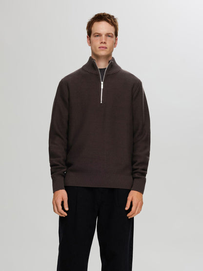 Selected Homme Haxel Half Zip Pullover - Chocolate