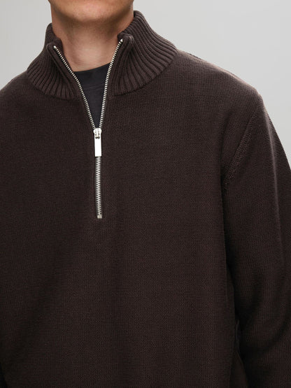 Selected Homme Haxel Half Zip Pullover - Chocolate