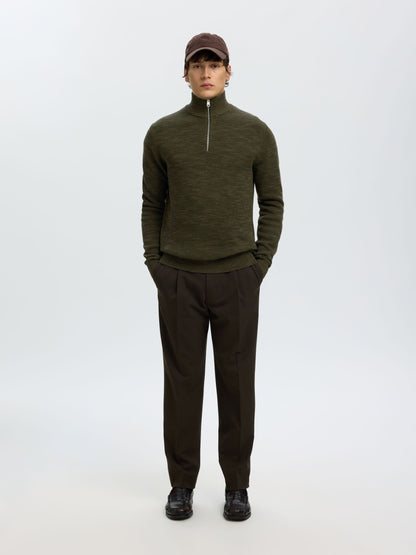 Selected Dane 1/2 Zip Knit Jumper - Forest Night