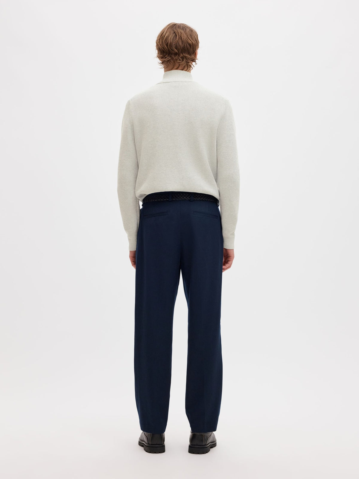 Selected Half Zip Jumper - Light grey