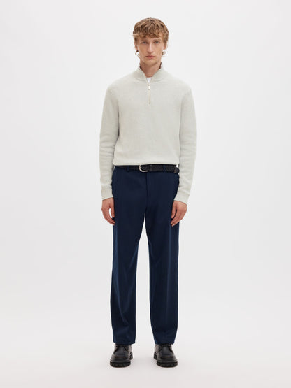 Selected Half Zip Jumper - Light grey