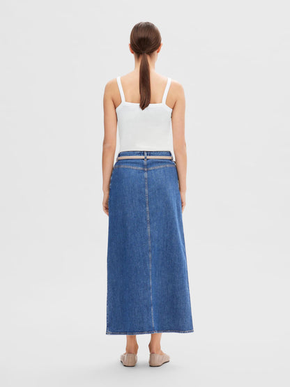 Selected Femme Maxi Denim Skirt - Marine Blue