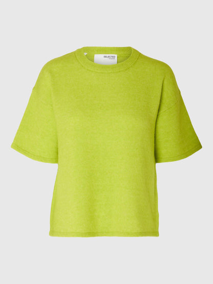 Selected Femme Maline Short Sleeved Knit - Lime Green