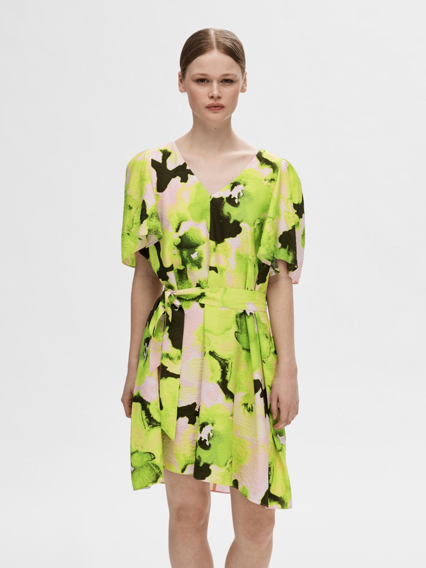 Selected Femme Helinda Mini Dress - Lime Green