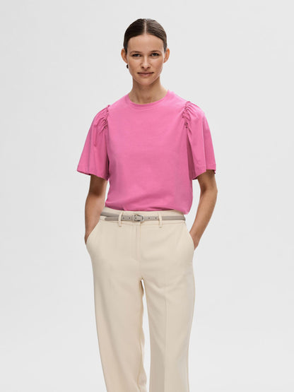 Selected Femme Penelope Ruffle Tee - Pink