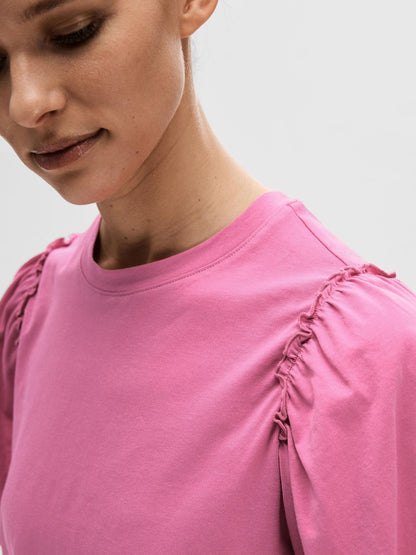 Selected Femme Penelope Ruffle Tee - Pink