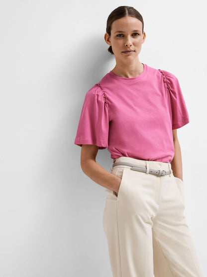 Selected Femme Penelope Ruffle Tee - Pink