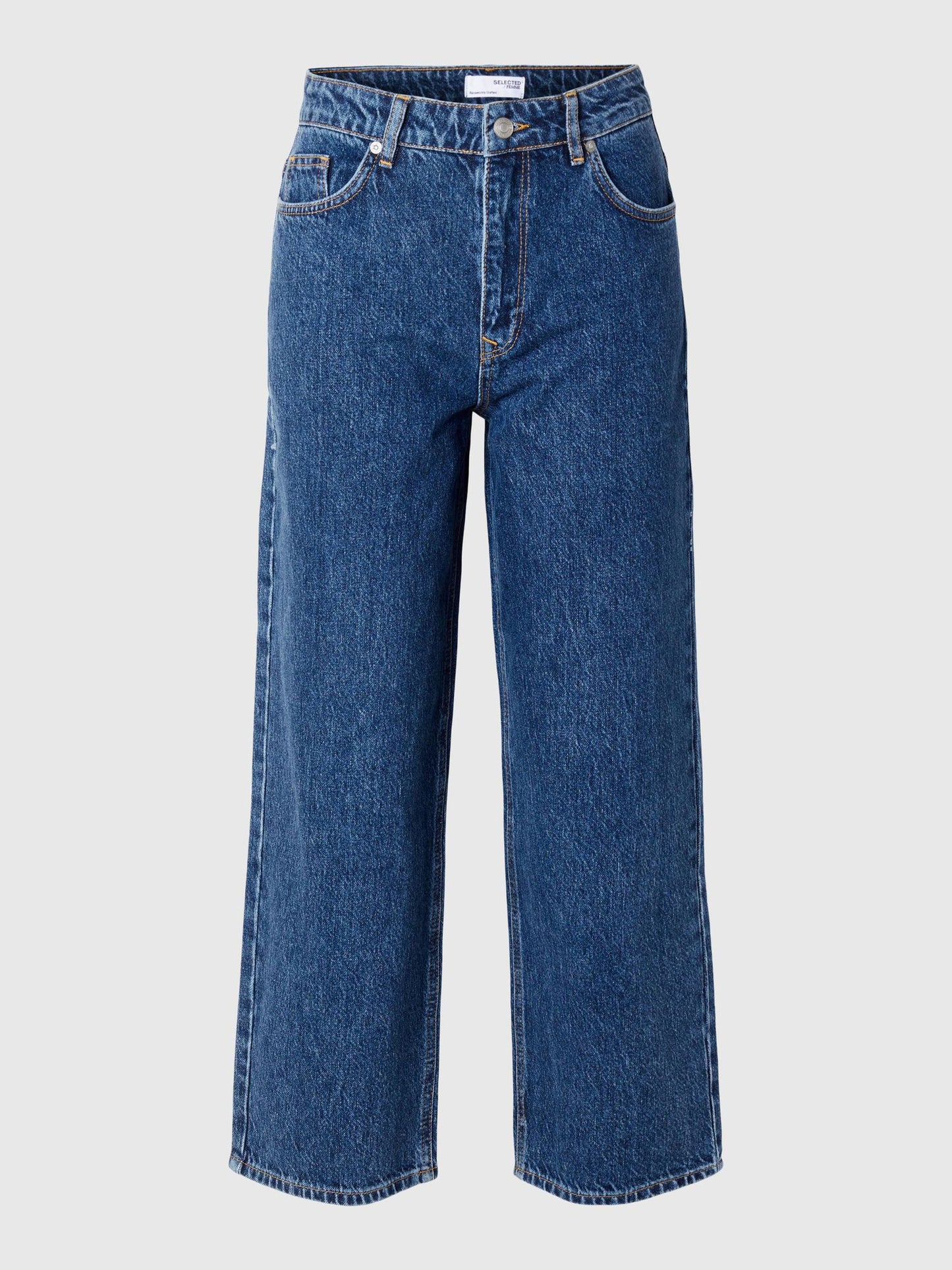 Selected Femme Straight Crop Jeans - Medium Blue Denim