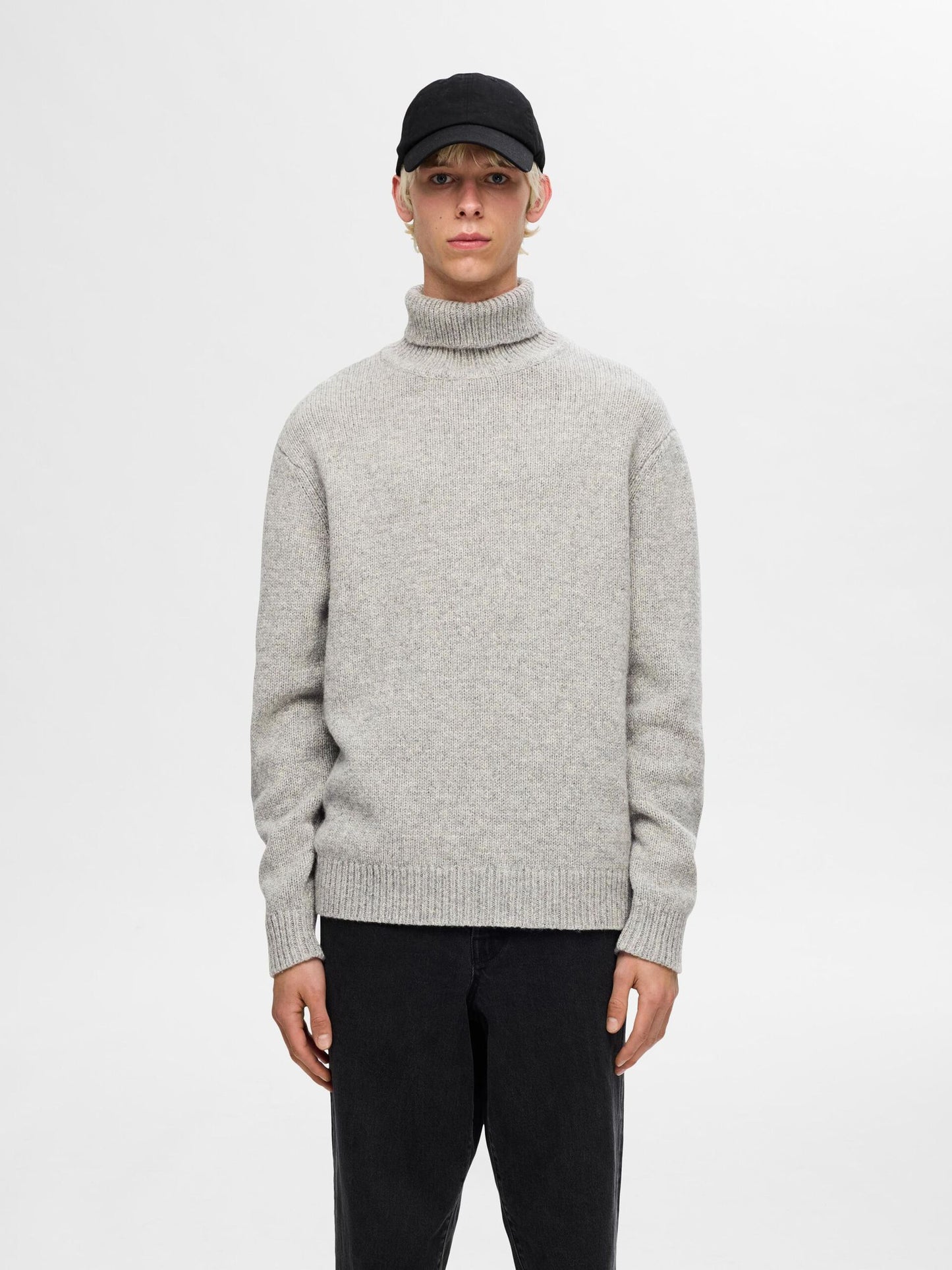 Selected Homme Roll Neck Pullover - Light Grey Melange