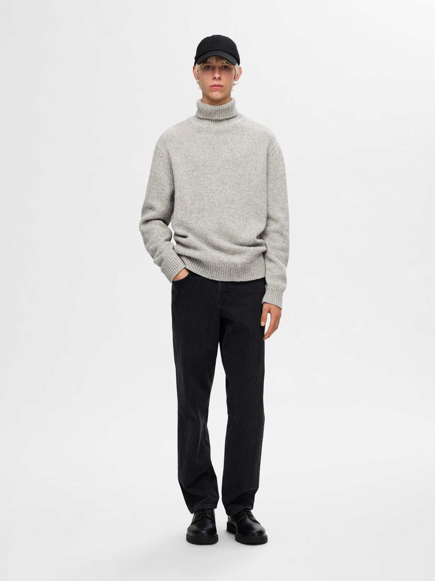 Selected Homme Roll Neck Pullover - Light Grey Melange