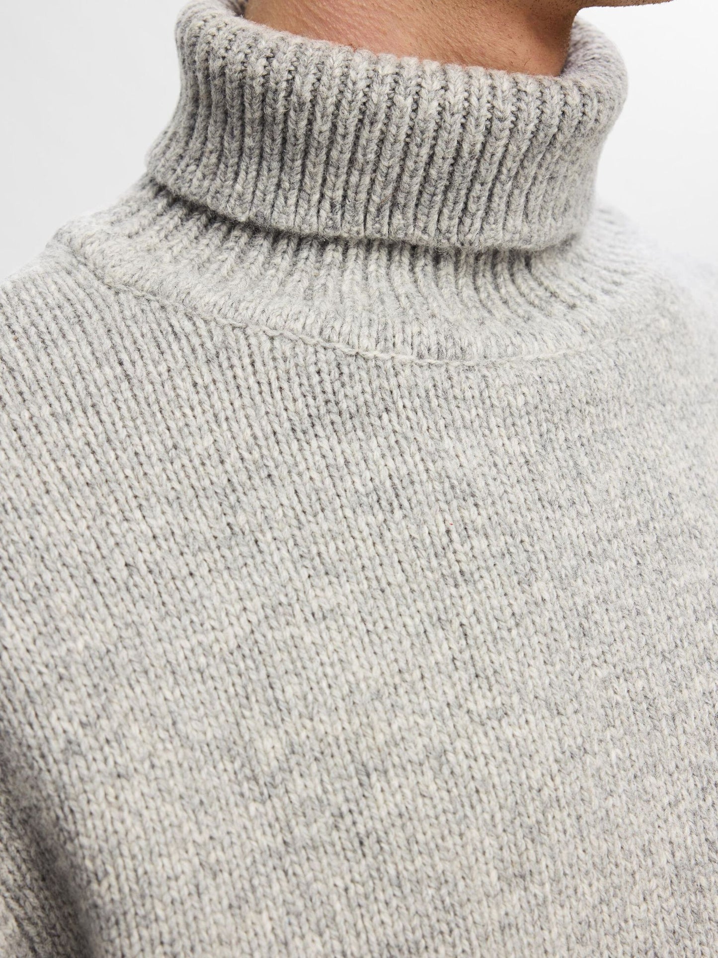 Selected Homme Roll Neck Pullover - Light Grey Melange