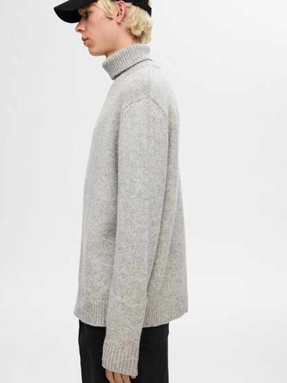 Selected Homme Roll Neck Pullover - Light Grey Melange