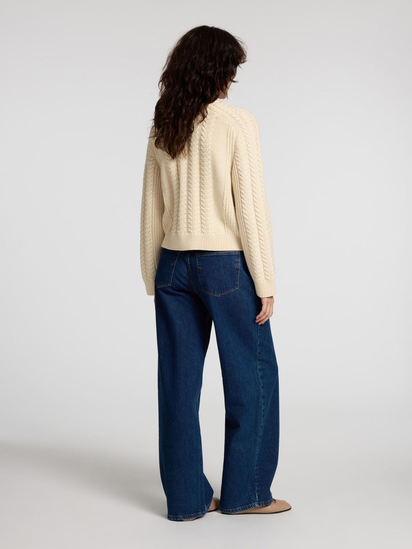 Selected Femme Cable Knit Cardigan - Birch