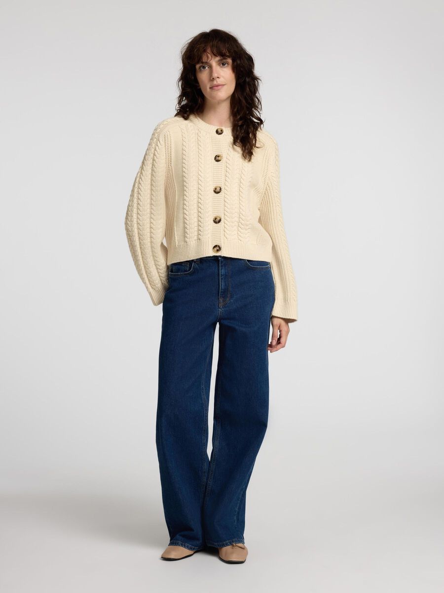 Selected Femme Cable Knit Cardigan - Birch