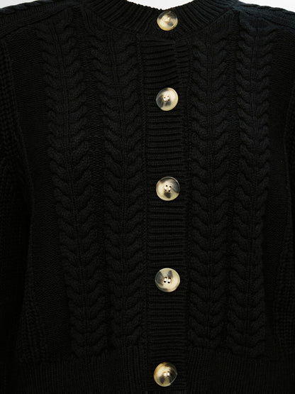 Selected Femme Cable Knit Cardigan - Black