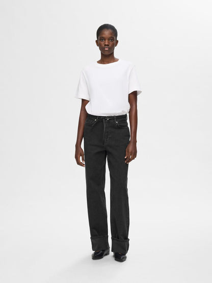 Selected Femme Roby High Waisted Jeans - Black