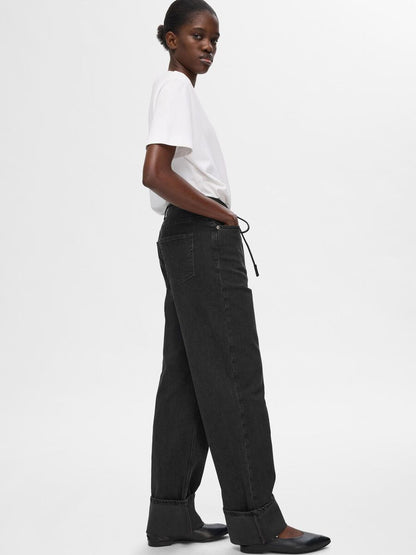 Selected Femme Roby High Waisted Jeans - Black