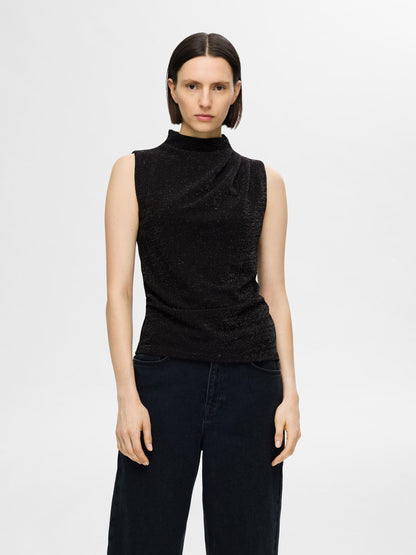 Selected Femme High Neck Top - Black