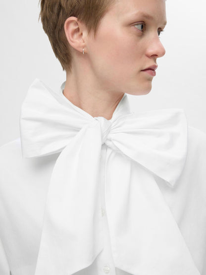 Selected Femme Juno Bow Shirt - White