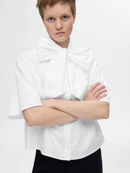 Selected Femme Juno Bow Shirt - White