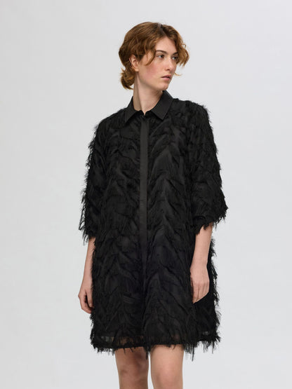 Selected Fluffy Shirt Dress - Black