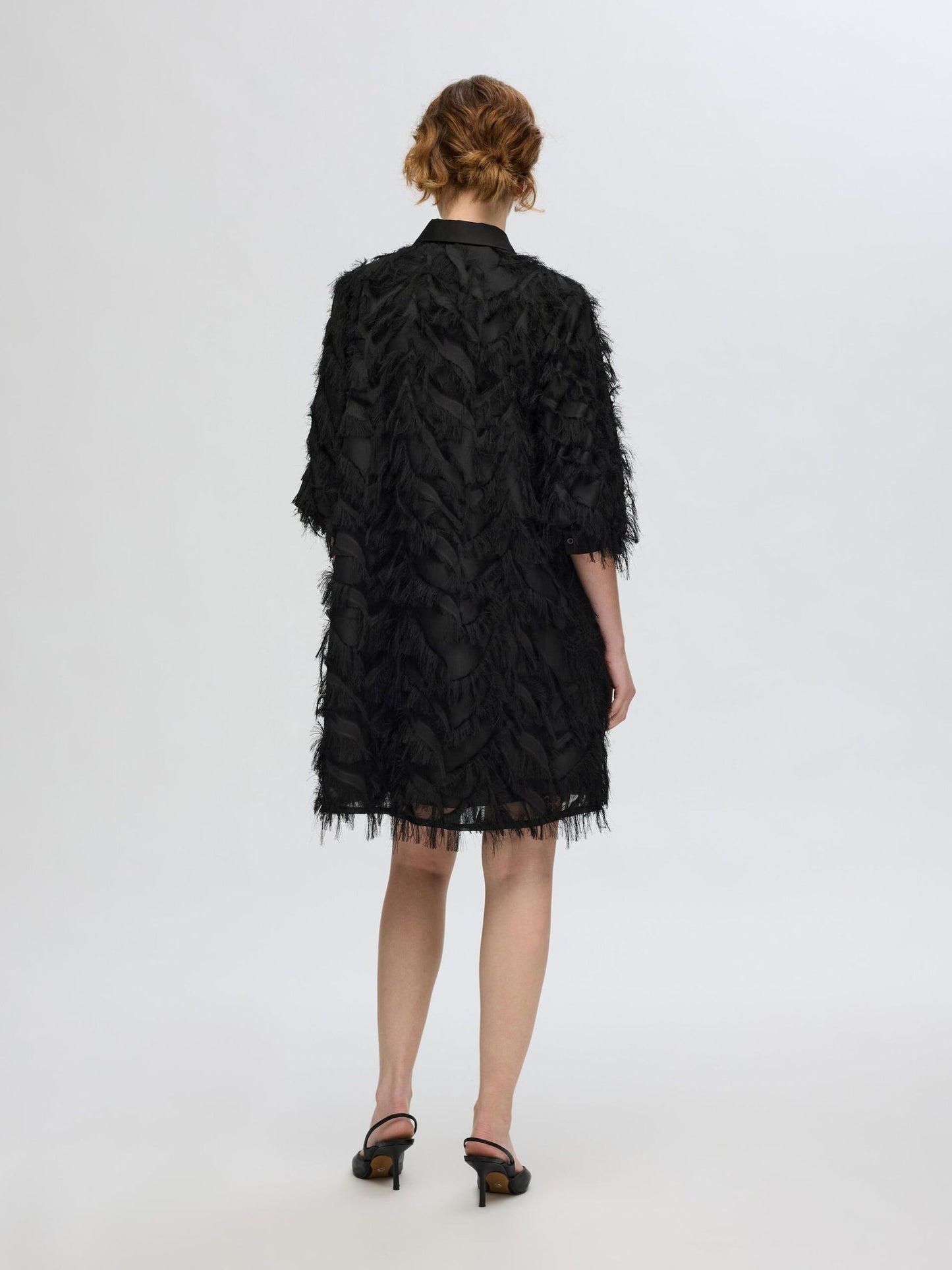 Selected Fluffy Shirt Dress - Black