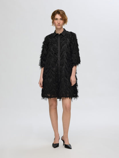 Selected Fluffy Shirt Dress - Black